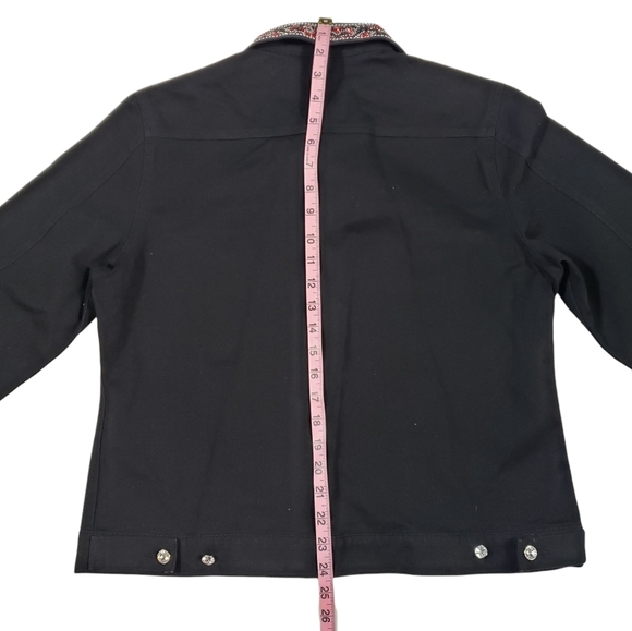 Christine Alexander Black Denim Jacket Sz Medium Swarovski Crystal Western Rodeo - Picture 13 of 14